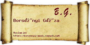 Borsányi Géza névjegykártya