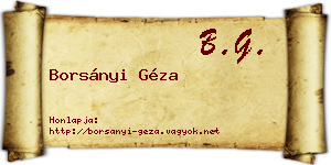 Borsányi Géza névjegykártya